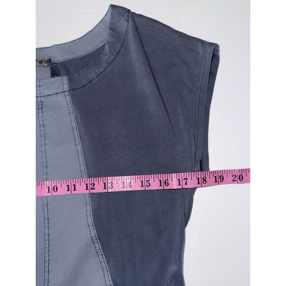 XCVI Wearables Aviana Ruched Dress Short Sleeve Stretch Blue Gray Casual Medium - Picture 12 of 16